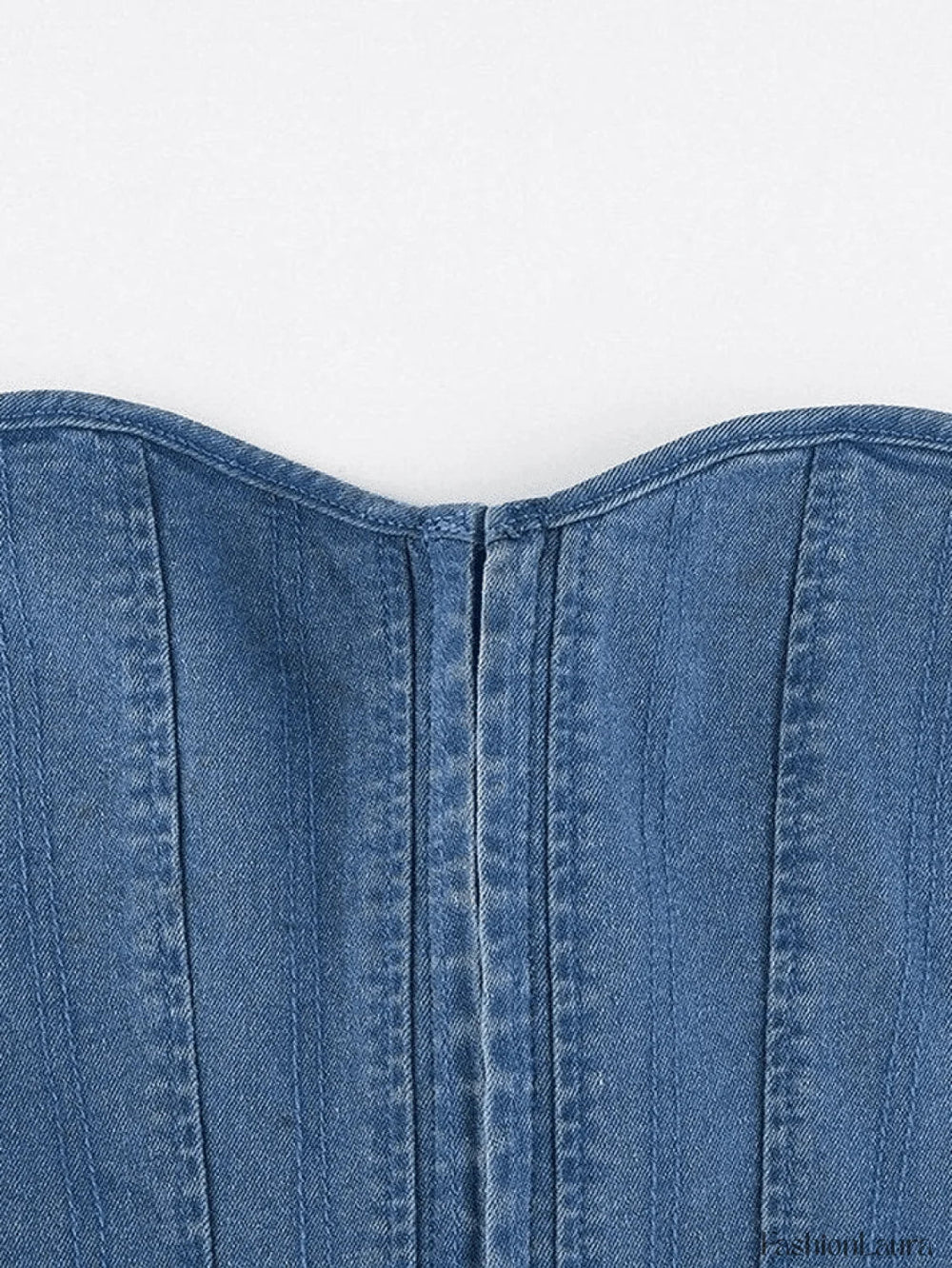 Tie Back Denim Bandeau Corset Top Tops&Tees