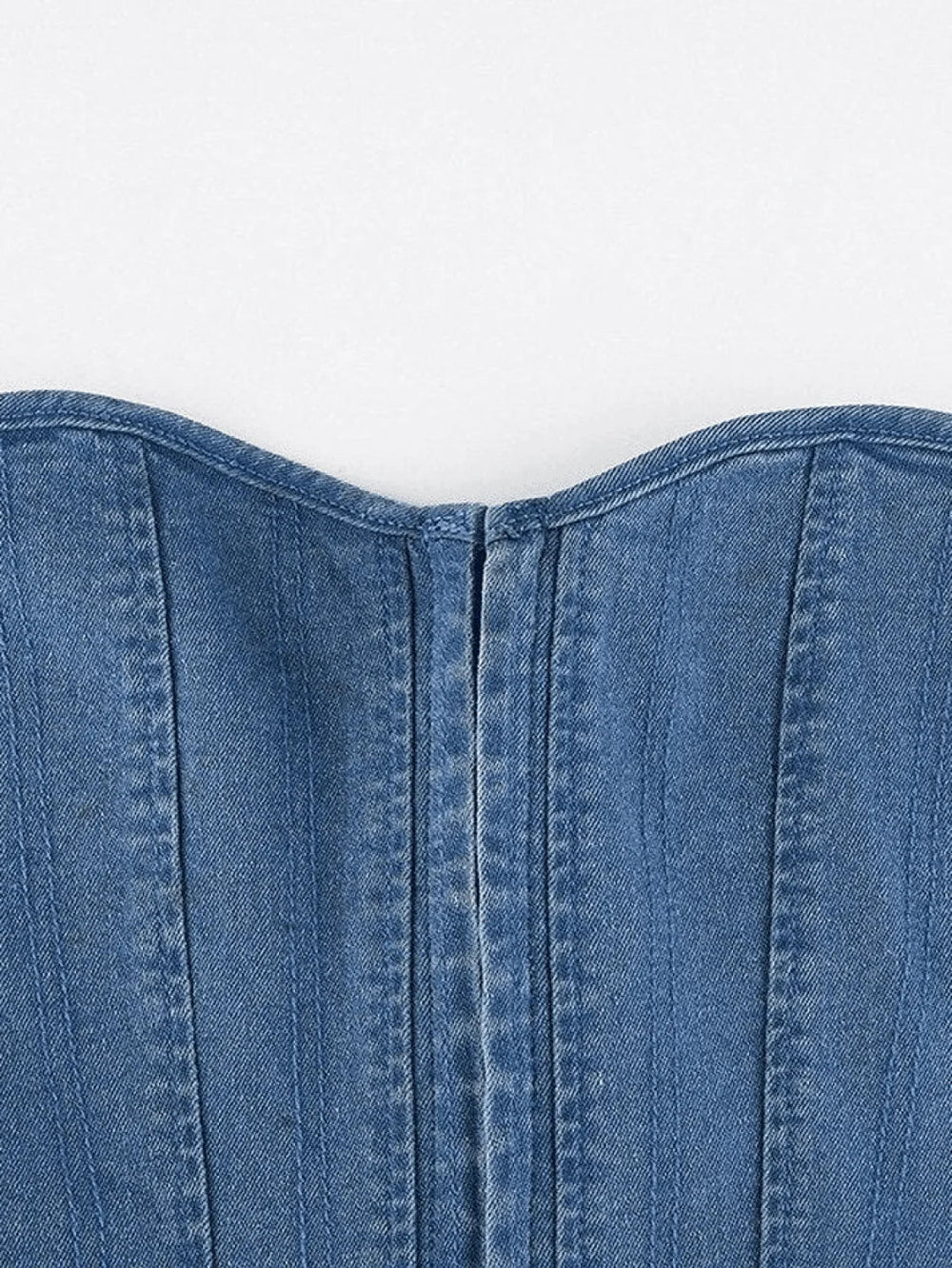 Tie Back Denim Bandeau Corset Top Tops&Tees