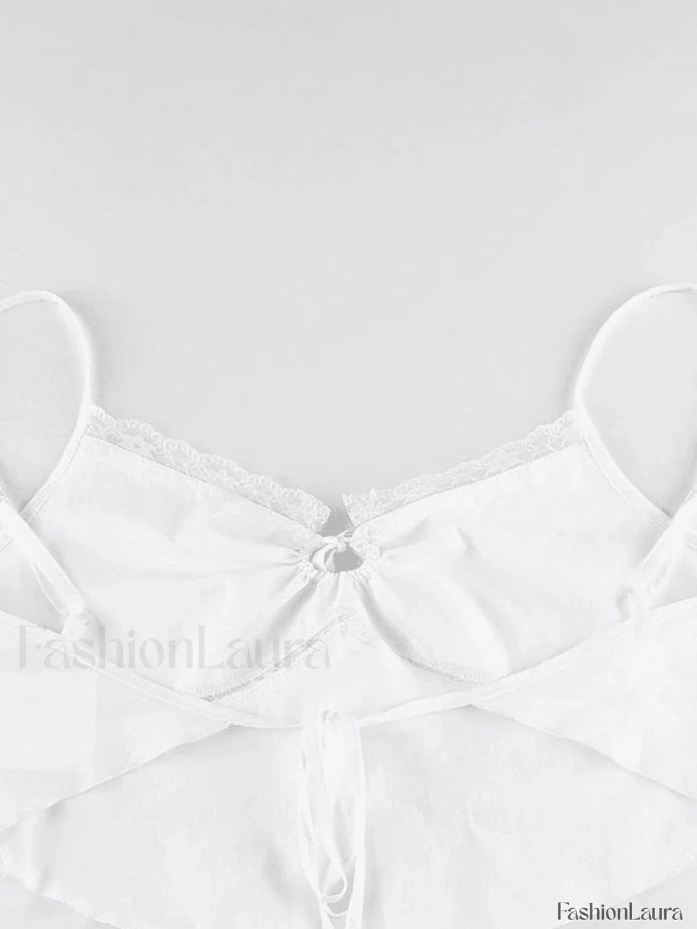 Tie Back Lace Trim Crop Cami Top Tops&Tees