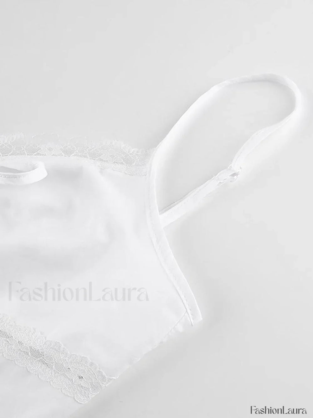 Tie Back Lace Trim Crop Cami Top Tops&Tees