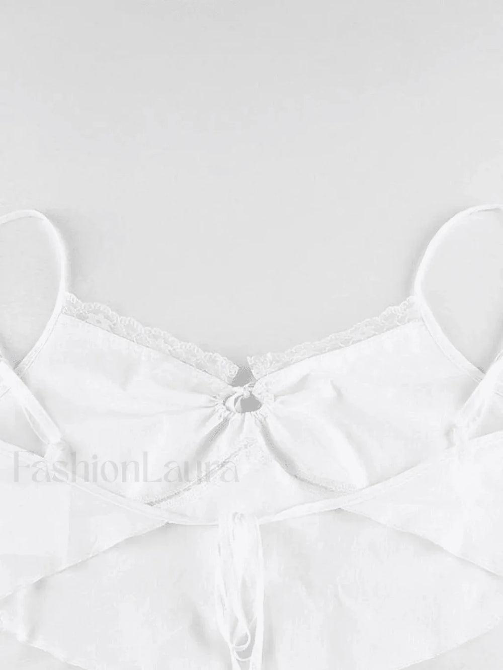 Tie Back Lace Trim Crop Cami Top Tops&Tees