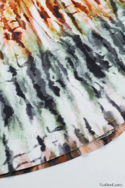 Tie Dye Backless Strappy Sexy Holiday Floral Dress