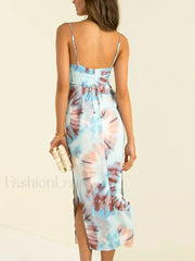 Tie Dye Cut Out Midi Dress