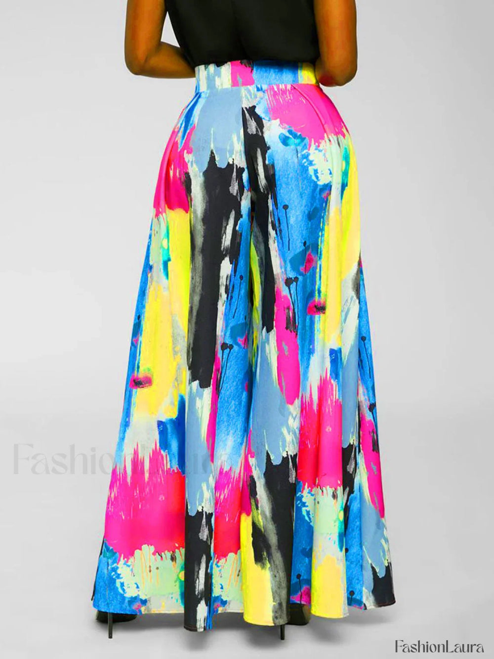 Tie Dye Print High Waist Wide Leg Pants Pants