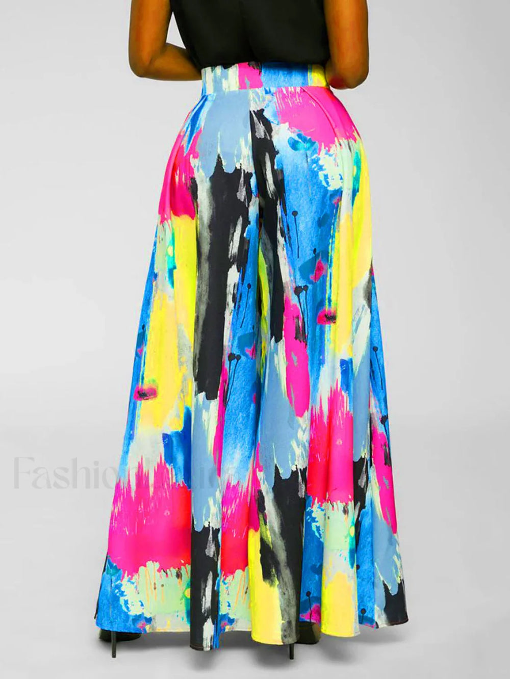 Tie Dye Print High Waist Wide Leg Pants Pants