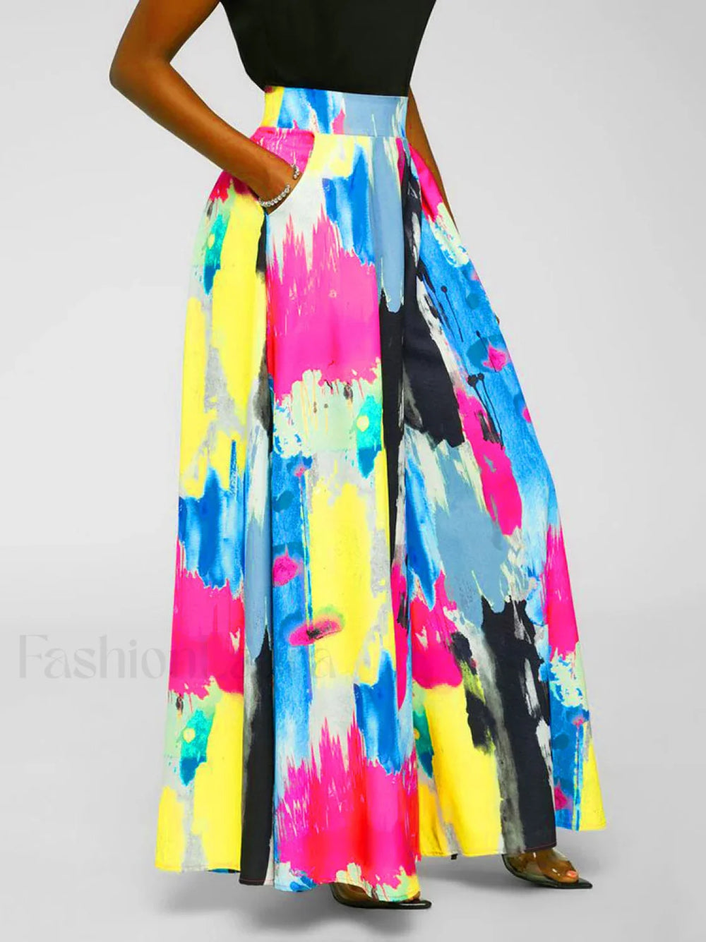 Tie Dye Print High Waist Wide Leg Pants Pants