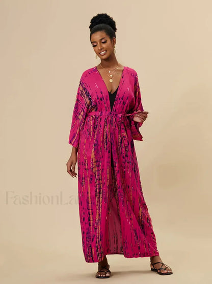 Tie dye Striped Tunic Cover Up