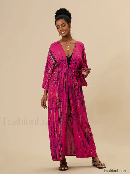 Tie dye Striped Tunic Cover Up