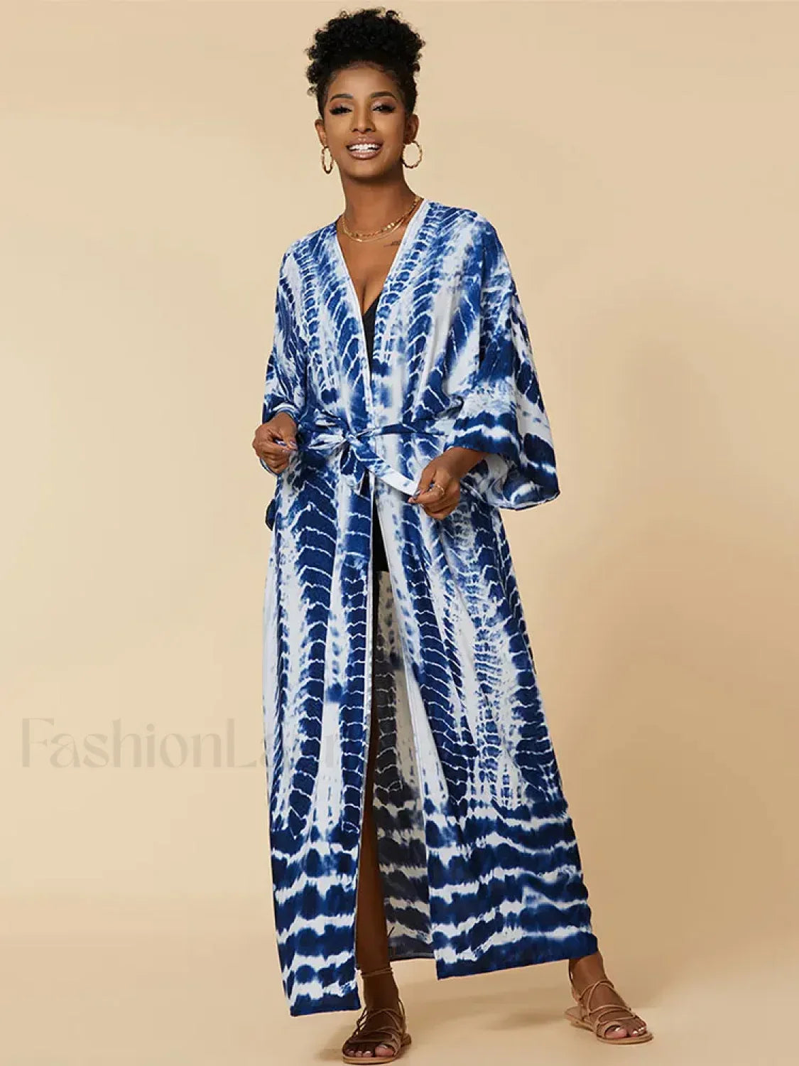 Tie dye Striped Tunic Cover Up BLUE / One Size