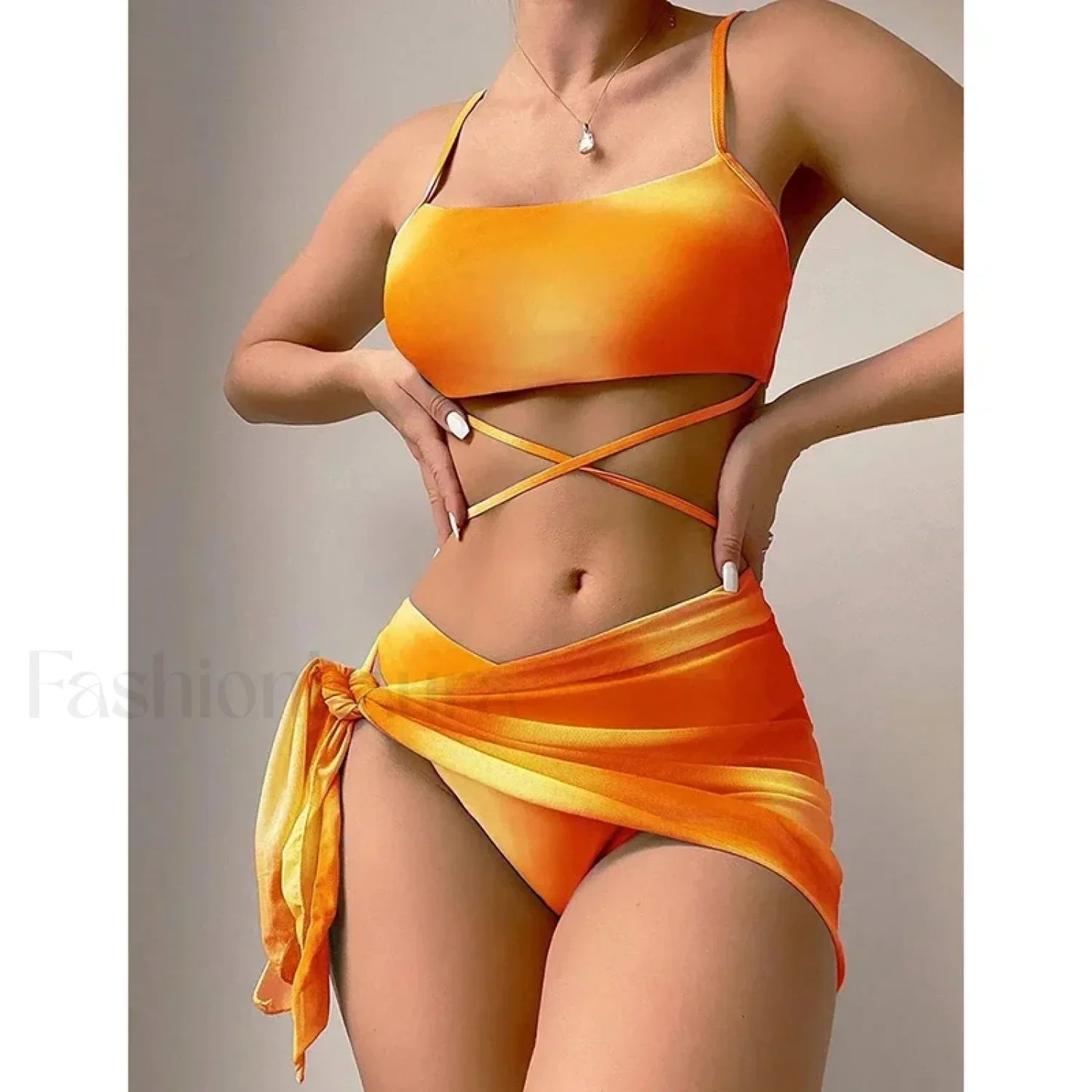 Tie Dyed Mesh Gradient Three Piece Set Orange / S