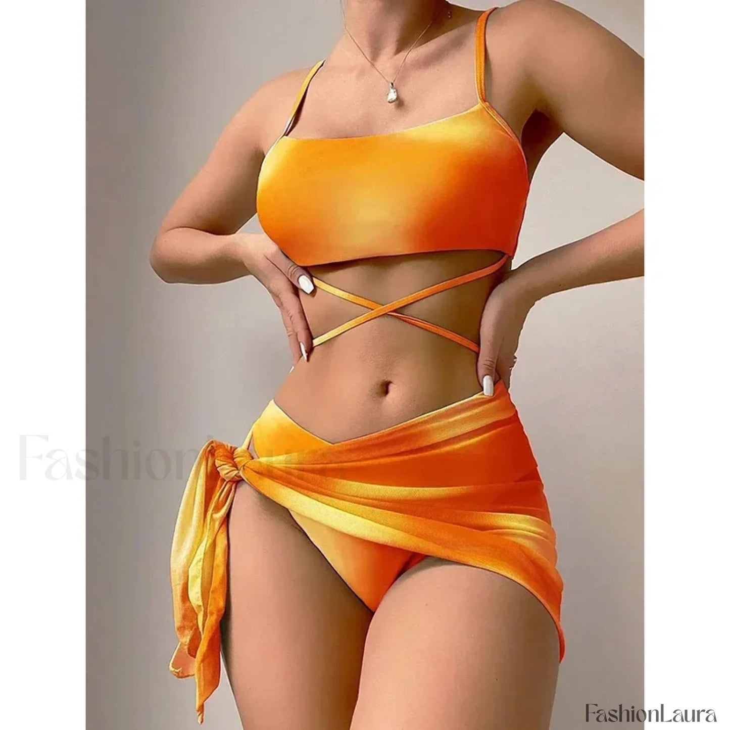 Tie Dyed Mesh Gradient Three Piece Set Orange / S