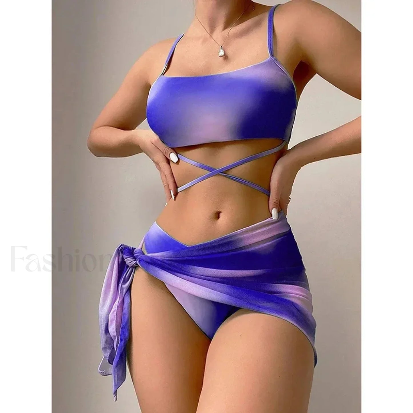 Tie Dyed Mesh Gradient Three Piece Set PURPLE / S