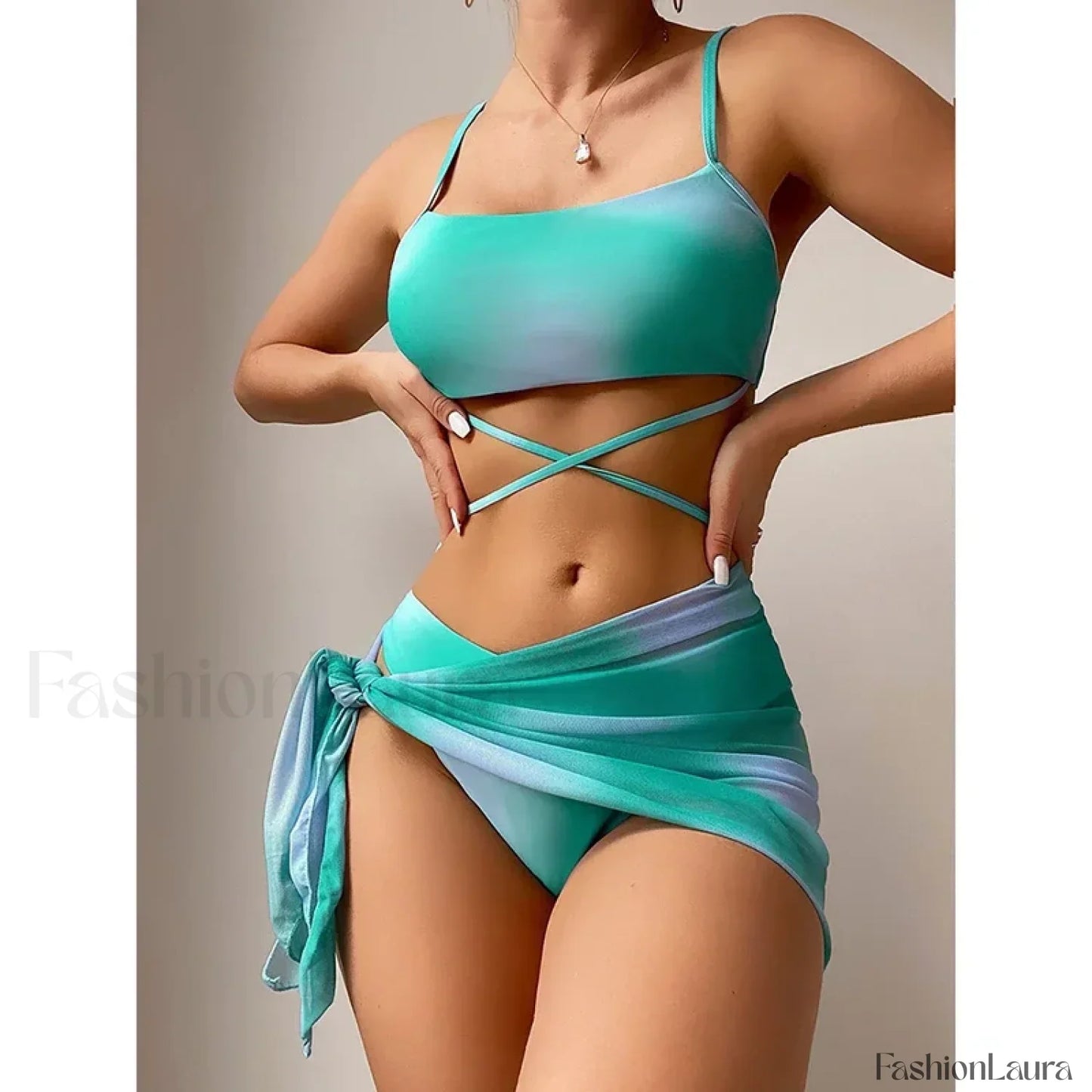 Tie Dyed Mesh Gradient Three Piece Set SKY BLUE / S