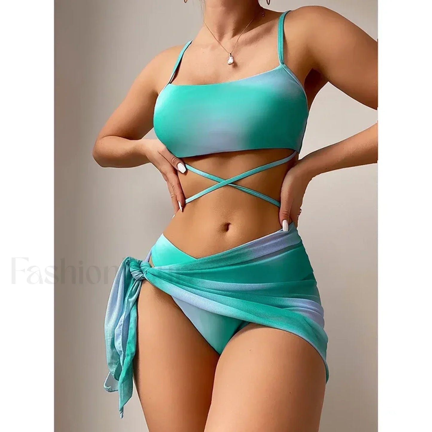 Tie Dyed Mesh Gradient Three Piece Set SKY BLUE / S