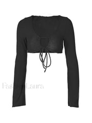 Tie Front Bolero Knit Top Sweaters