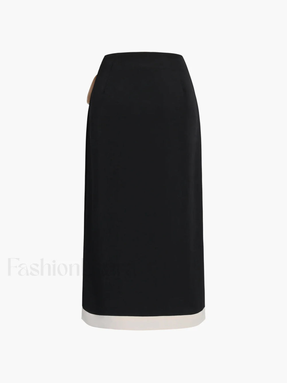 Tie Front Contrast Trendy Trim Midi Skirt Skirts