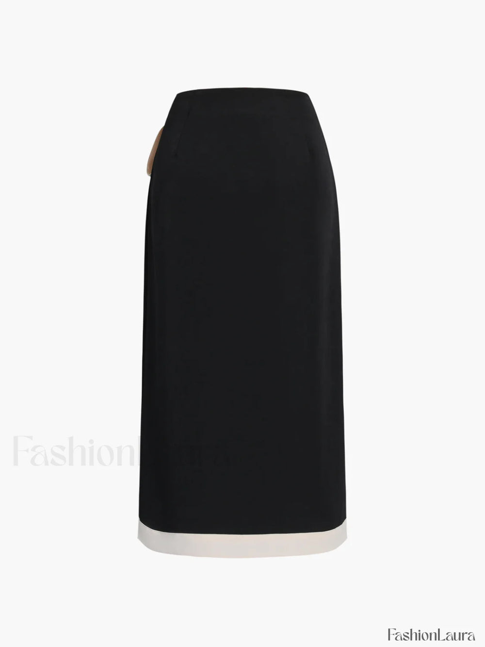 Tie Front Contrast Trendy Trim Midi Skirt Skirts