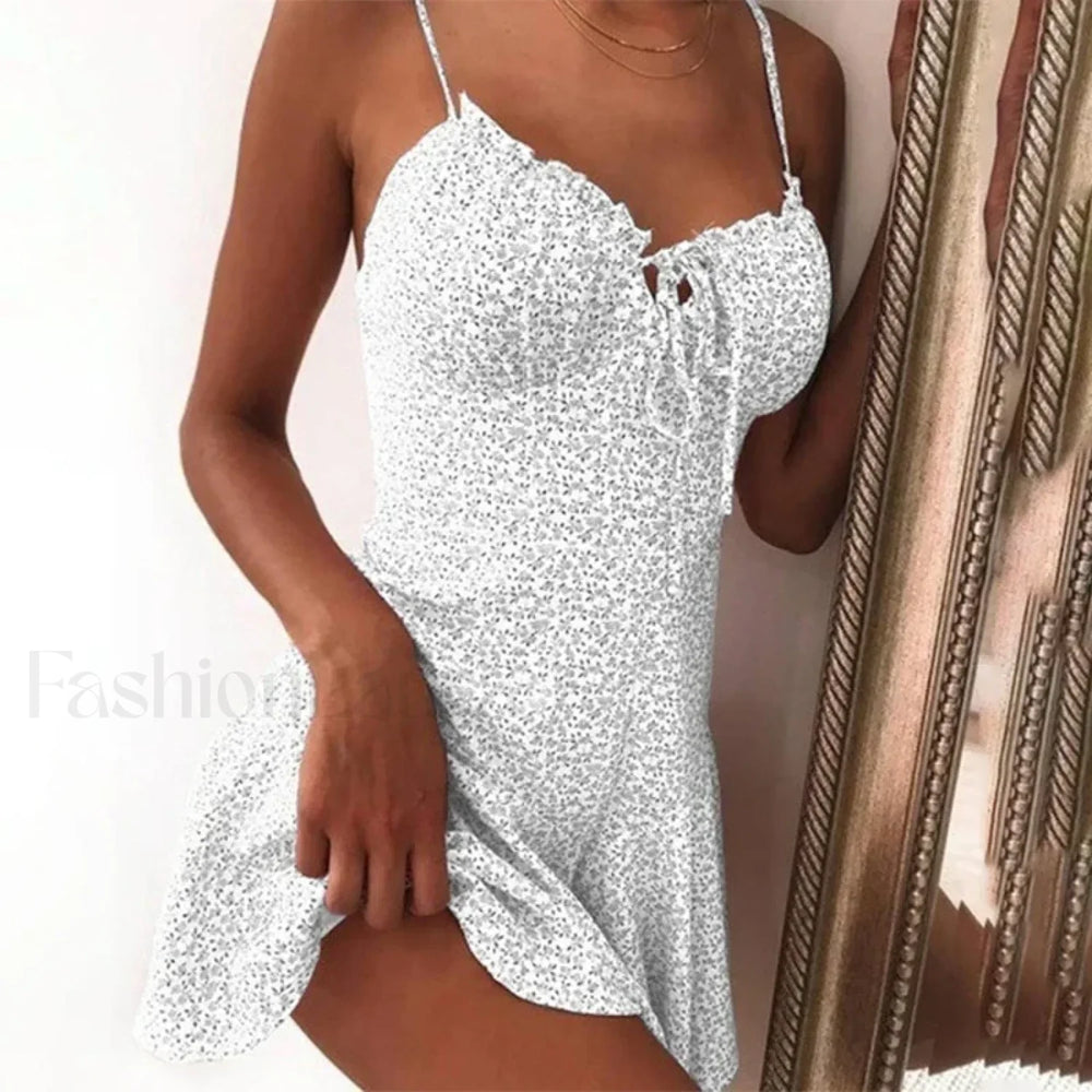 Tie Front Mini Floral Dress