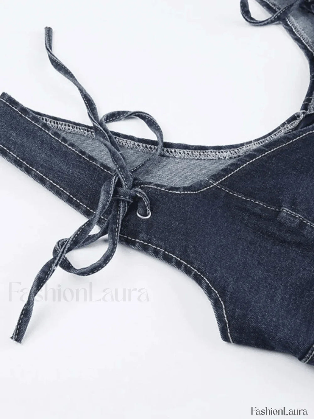 Tie Strap Denim Corset Top Tops&Tees