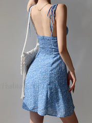 Tie Strap Floral Mini Dress Mini Dresses