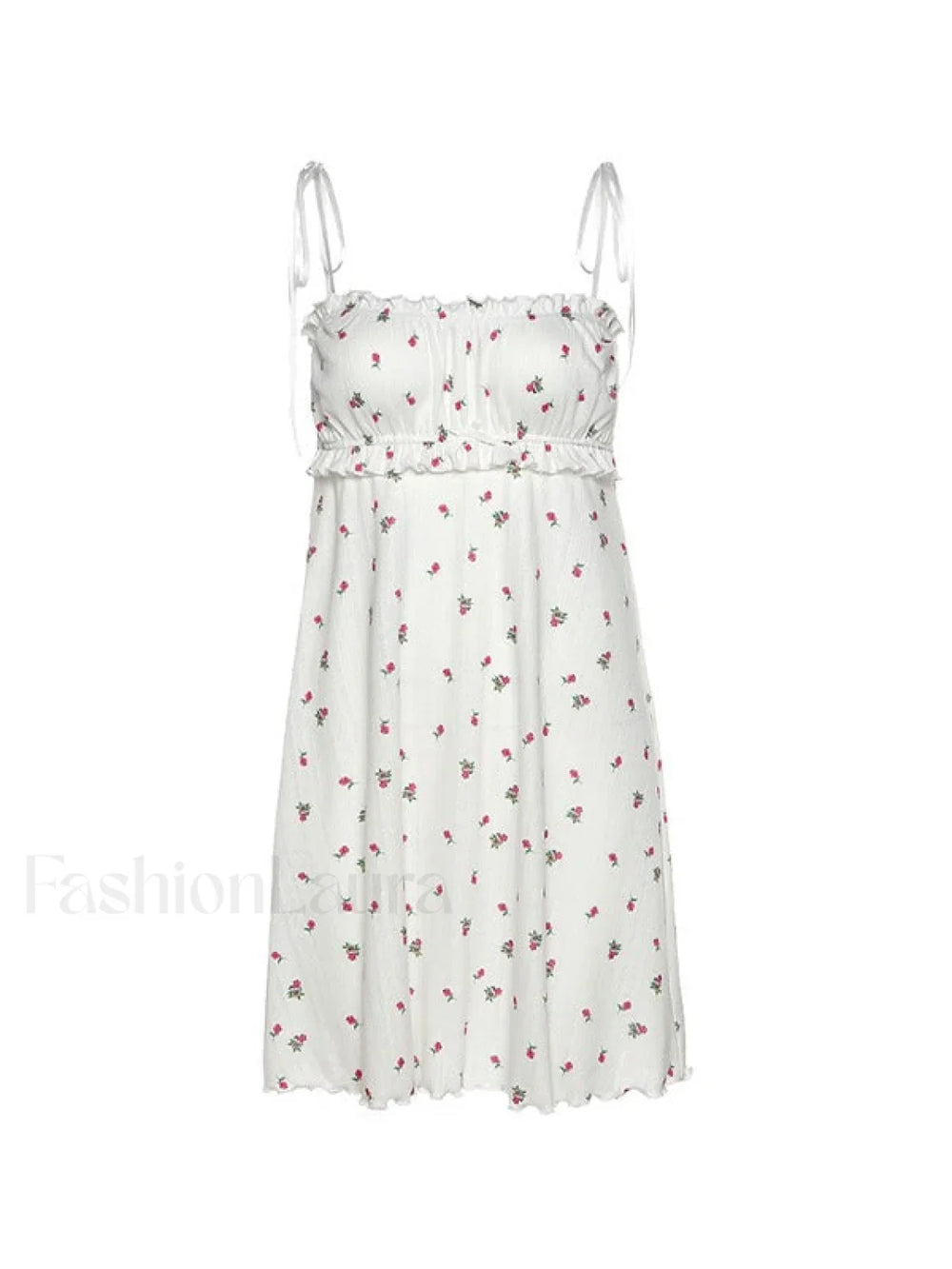 Tie Strap Frill Trim Floral Mini Dress Mini Dresses