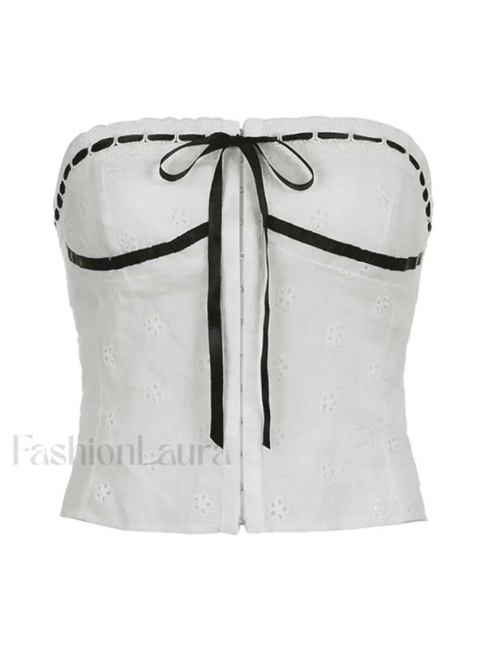 Tie Up Broderie Lace Bandeau Top Tops&Tees