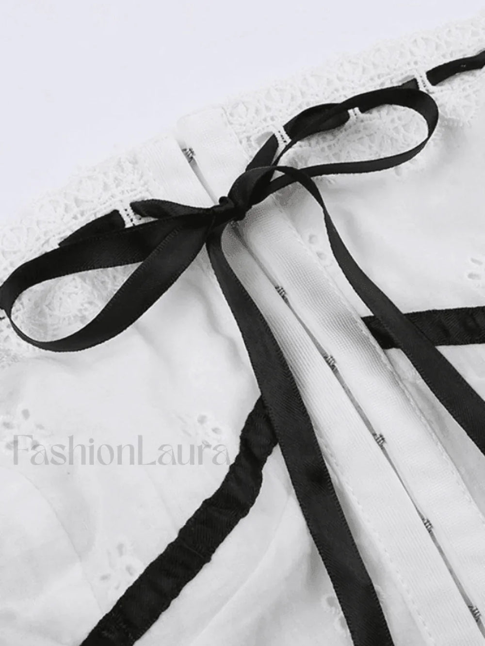 Tie Up Broderie Lace Bandeau Top Tops&Tees