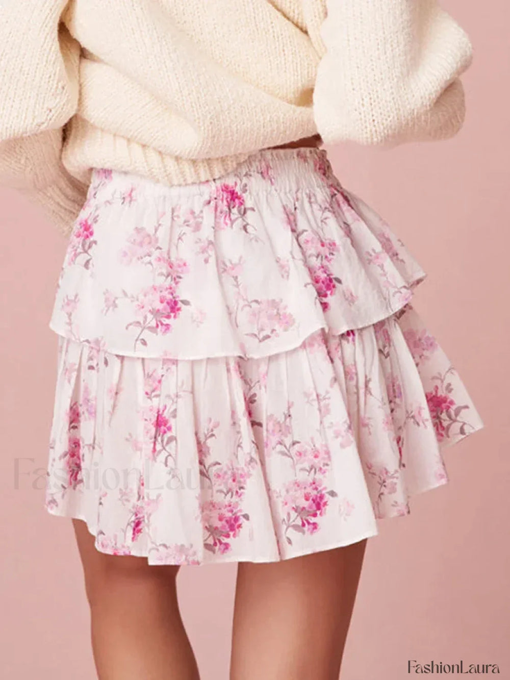 Tiered Floral Flowy Mini Skirt