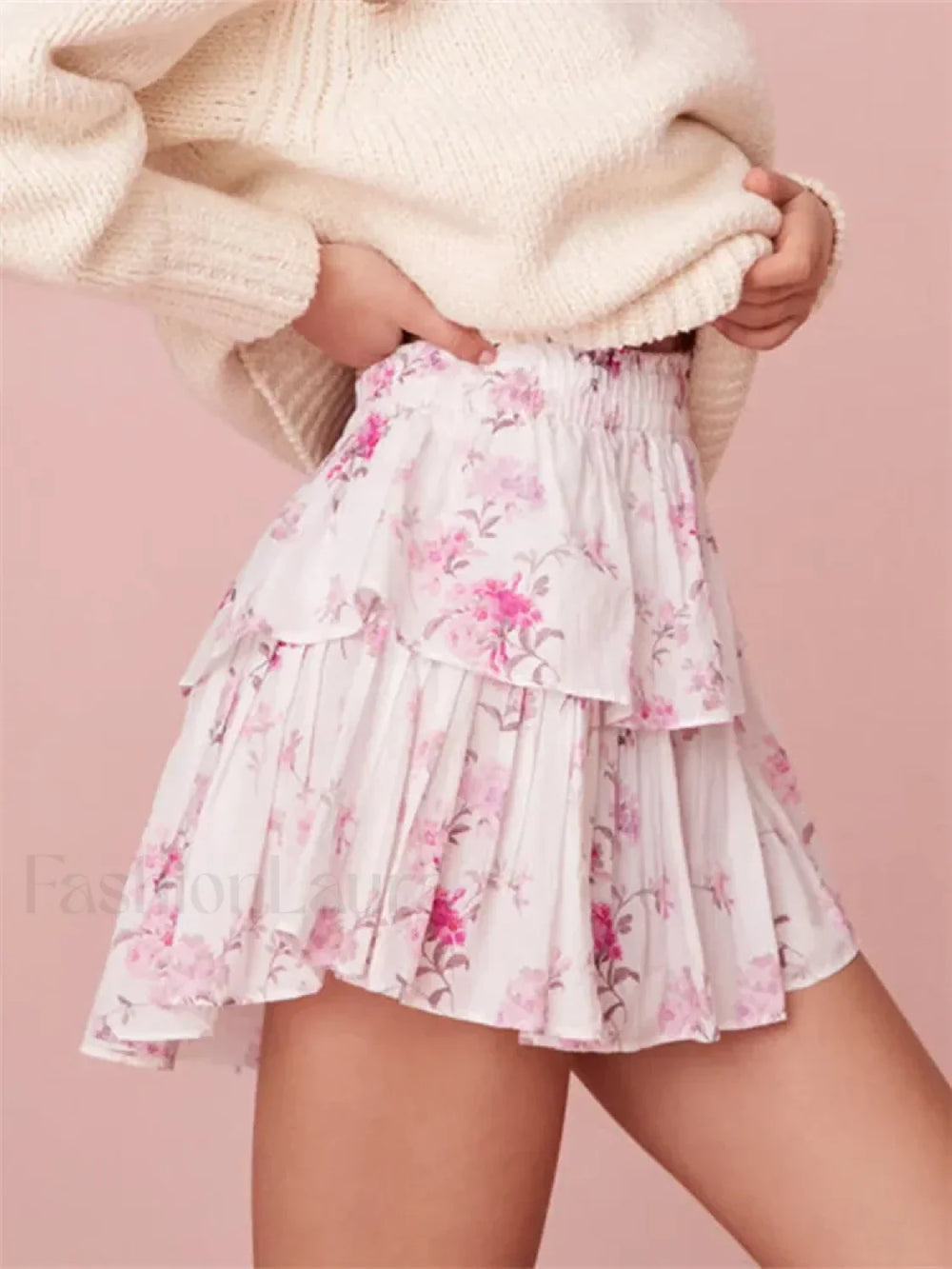 Tiered Floral Ruffle Mini Skirt