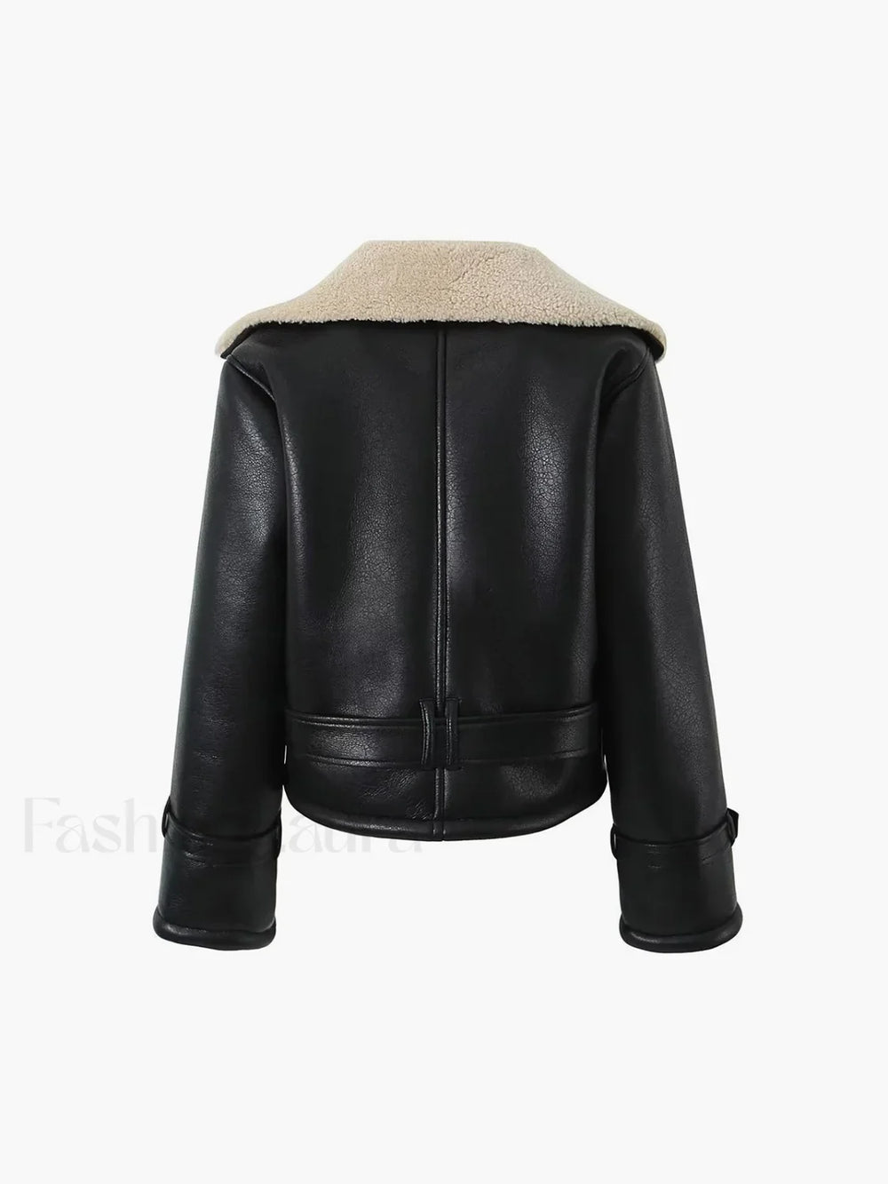 Too Blessed Sherpa Lined Shearling Leather Flight Jacket Fleece Jackets