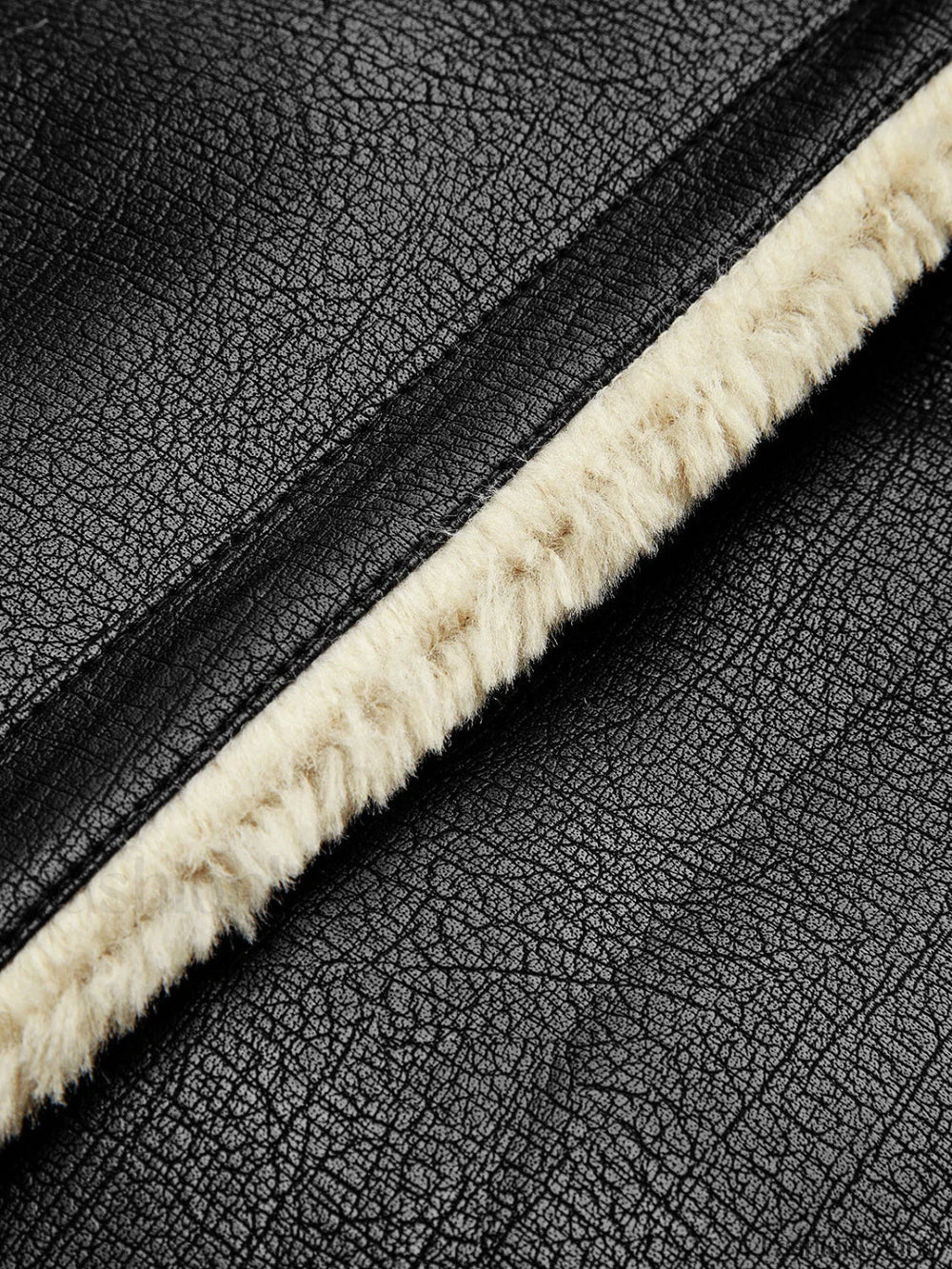 Too Blessed Sherpa Lined Shearling Leather Flight Jacket Fleece Jackets