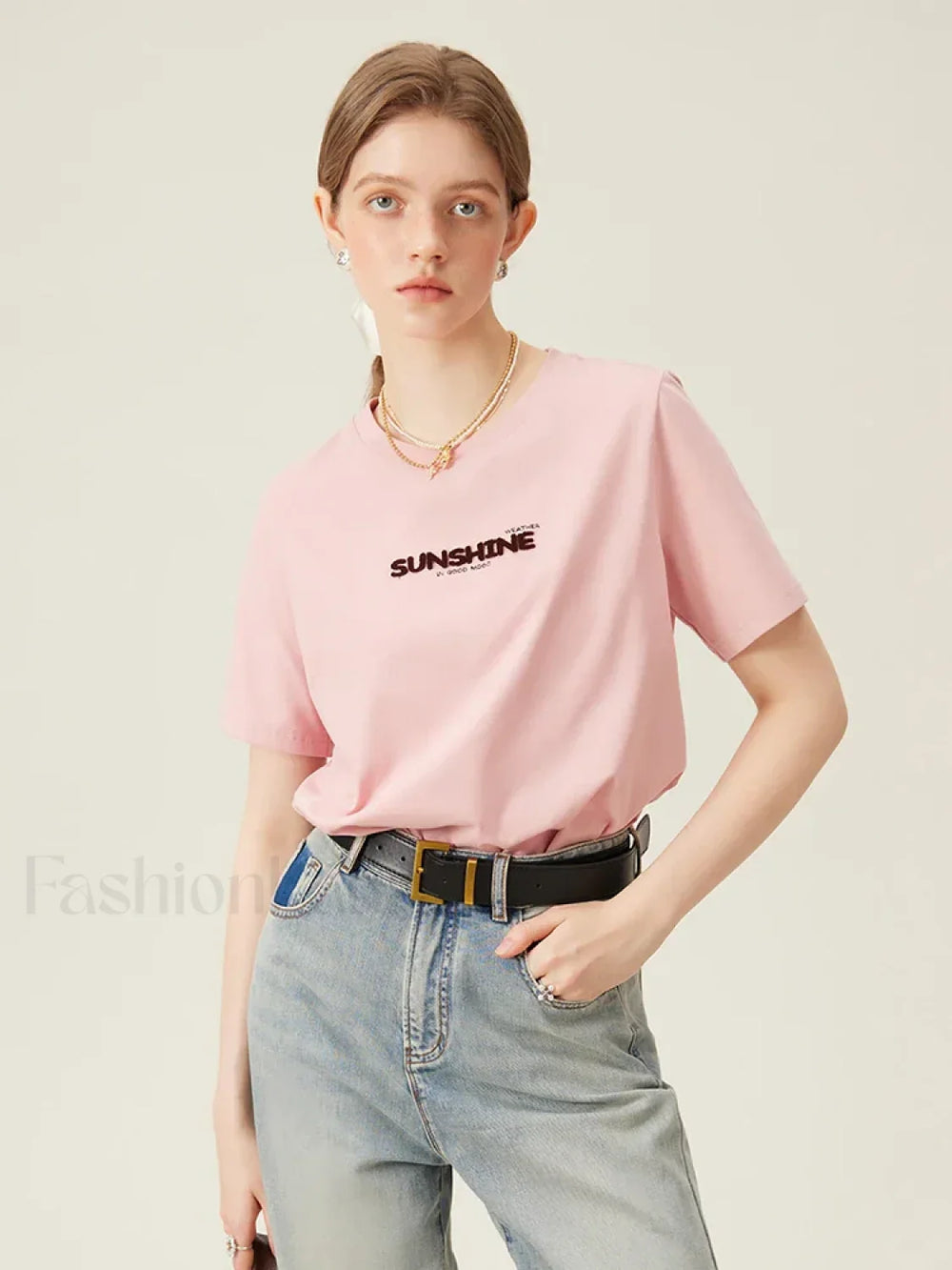Toothbrush Embroidery Pink Cotton T Shirt