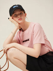Toothbrush Embroidery Pink Cotton T Shirt Pink / S