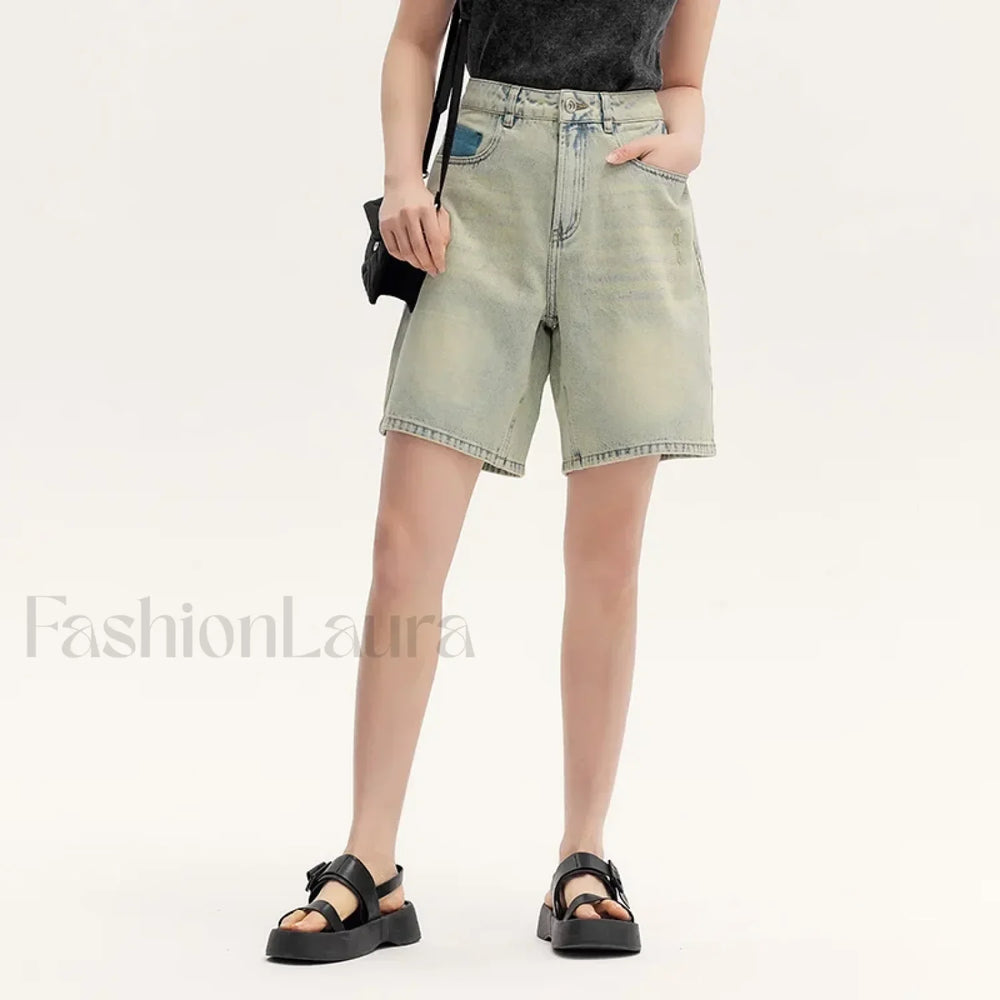 Trendy Bermuda Denim Street Style Short