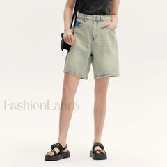 Trendy Bermuda Denim Street Style Short