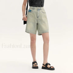 Trendy Bermuda Denim Street Style Short Yellow / XXS