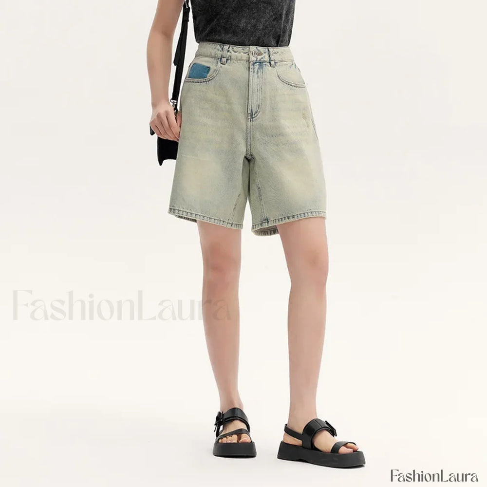 Trendy Bermuda Denim Street Style Short Yellow / XXS