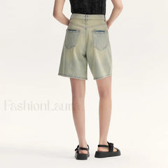 Trendy Bermuda Straight Leg Denim Street Style Short