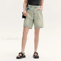 Trendy Bermuda Straight Leg Denim Street Style Short