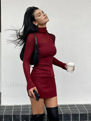 Tulle Sheer Panel Sweater Dress Sweater Dresses