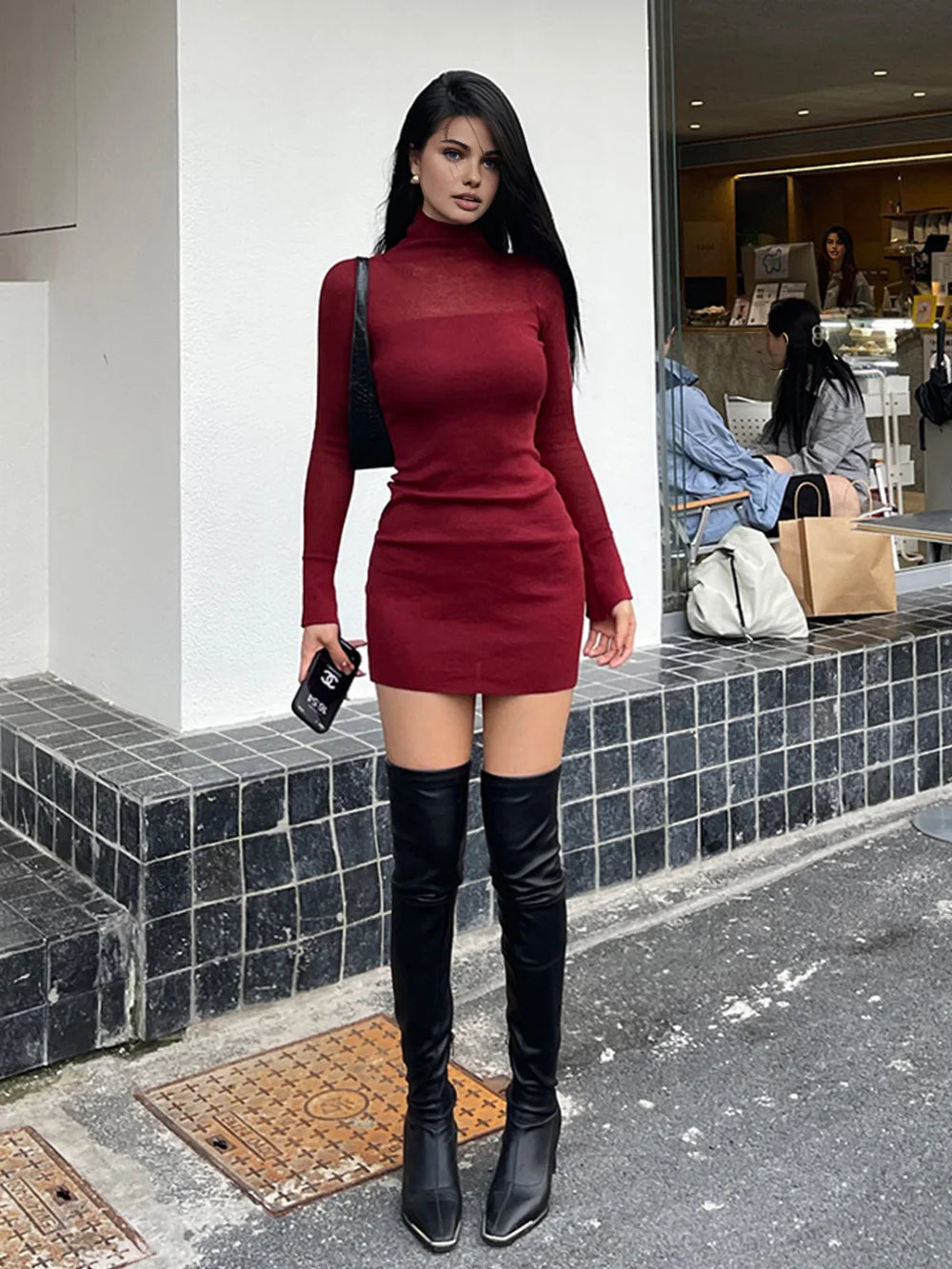 Tulle Sheer Panel Sweater Dress Sweater Dresses