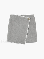 Tweed Contrast Graceful Trim Midi Skirt Skirts