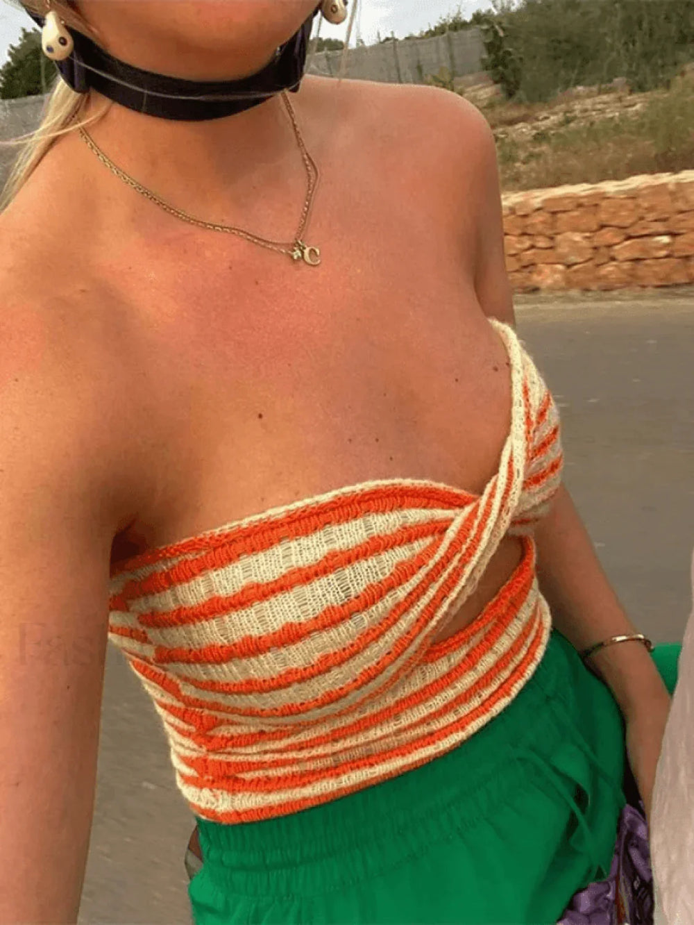 Twist Cutout Crop Bandeau Top Yellow / S Tops&Tees