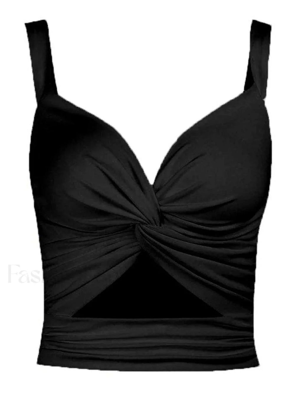 Twisted Cutout Crop Tank Top Black / S Tops&Tees