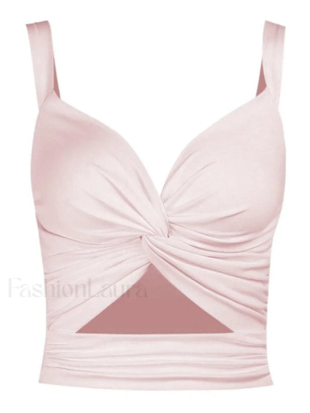 Twisted Cutout Crop Tank Top Pink / S Tops&Tees