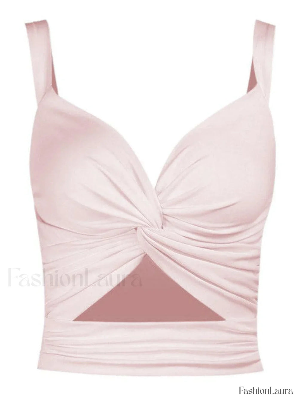 Twisted Cutout Crop Tank Top Pink / S Tops&Tees