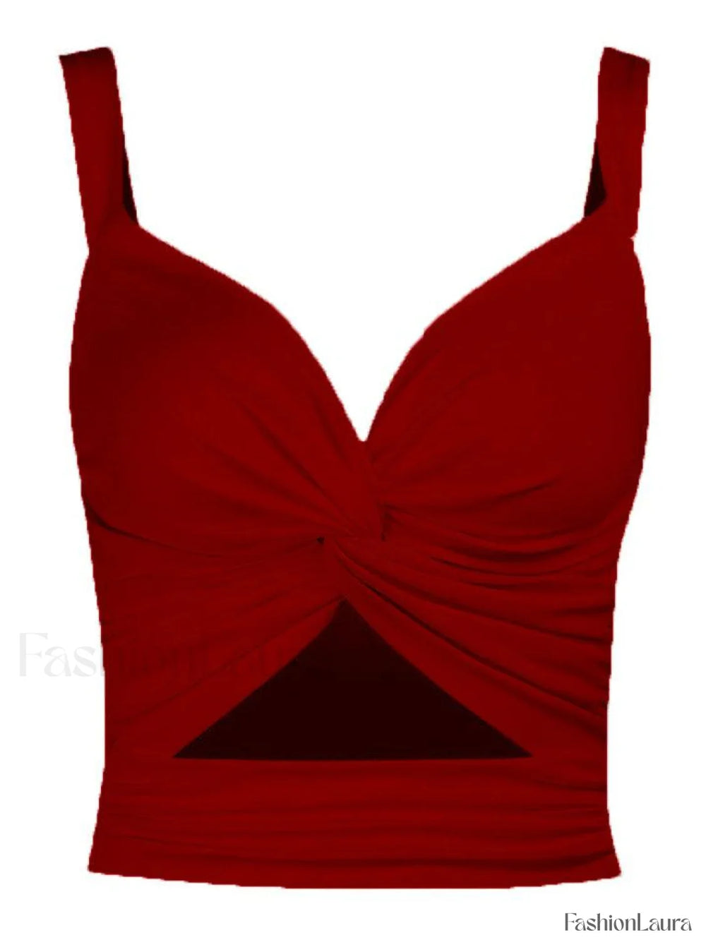 Twisted Cutout Crop Tank Top Red / S Tops&Tees