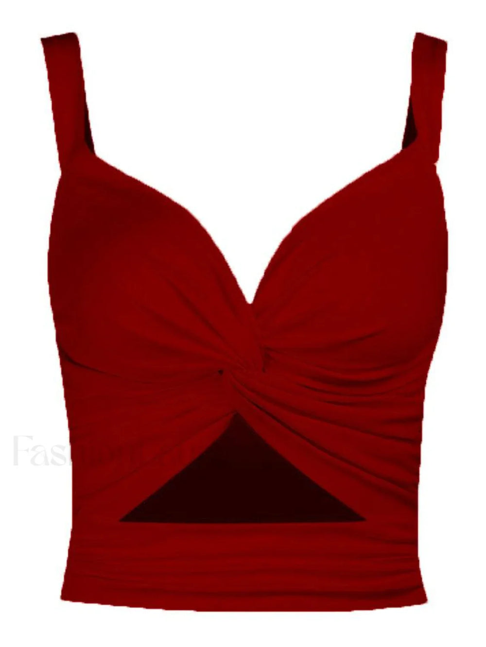 Twisted Cutout Crop Tank Top Red / S Tops&Tees