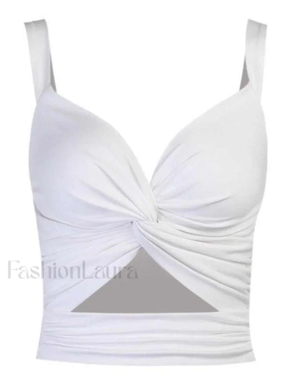Twisted Cutout Crop Tank Top White / S Tops&Tees