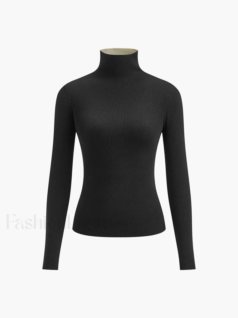 Two Tone Double Sided Long Sleeve Knit Top Knit Tops